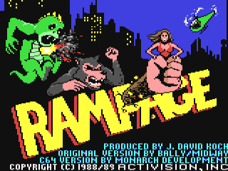 Rampage title screen for Commodore 64
